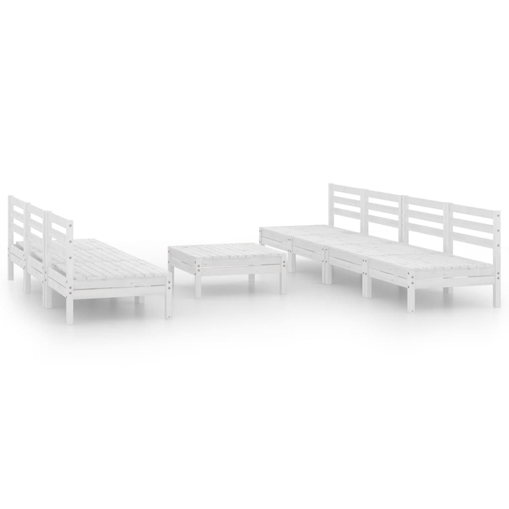 vidaXL 8-cz. zestaw mebli wypoczynkowych do ogrodu, biały, sosnowy