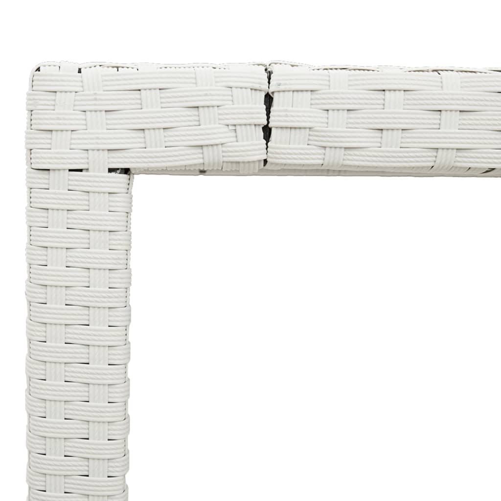 vidaXL Stół ogrodowy ze szklanym blatem, biały, 150x90x75 cm rattan PE