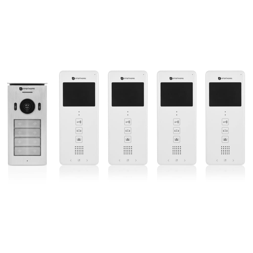 Smartwares Wideodomofon do 4 mieszkań, 20,5x8,6x2,1 cm, biały