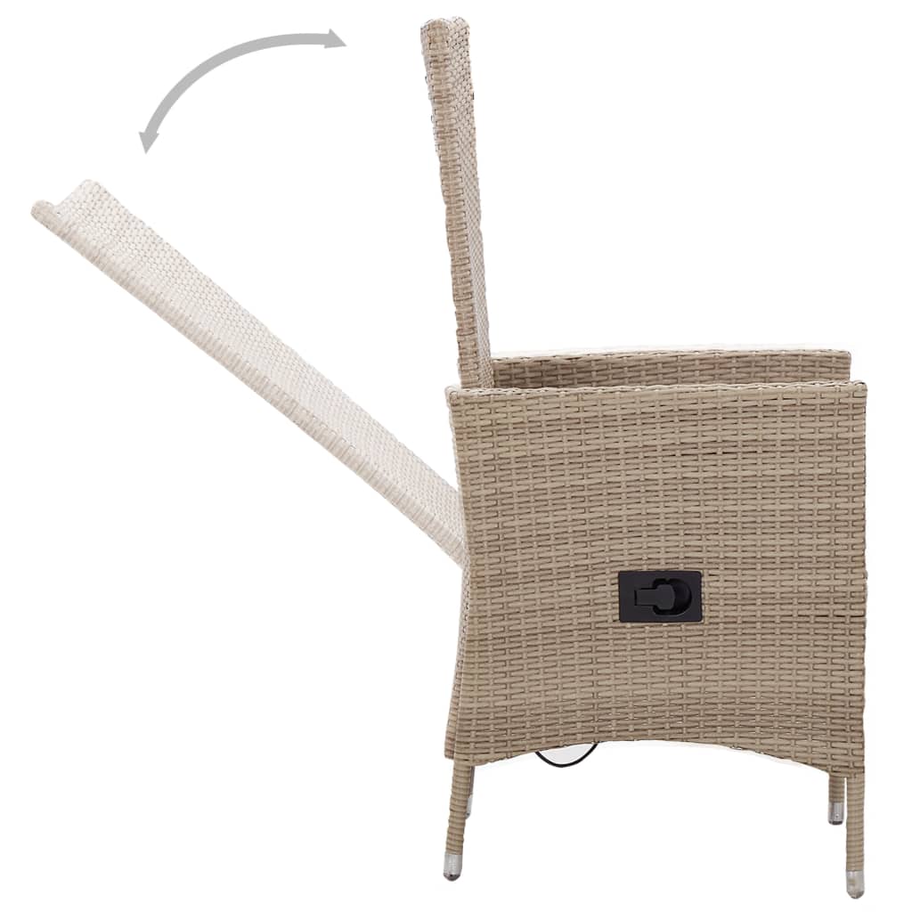 vidaXL Krzesła ogrodowe z poduszkami, 2 szt., polirattan, beżowe