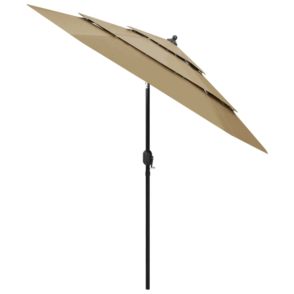 vidaXL 3-poziomowy parasol na aluminiowym słupku, taupe, 2,5 m