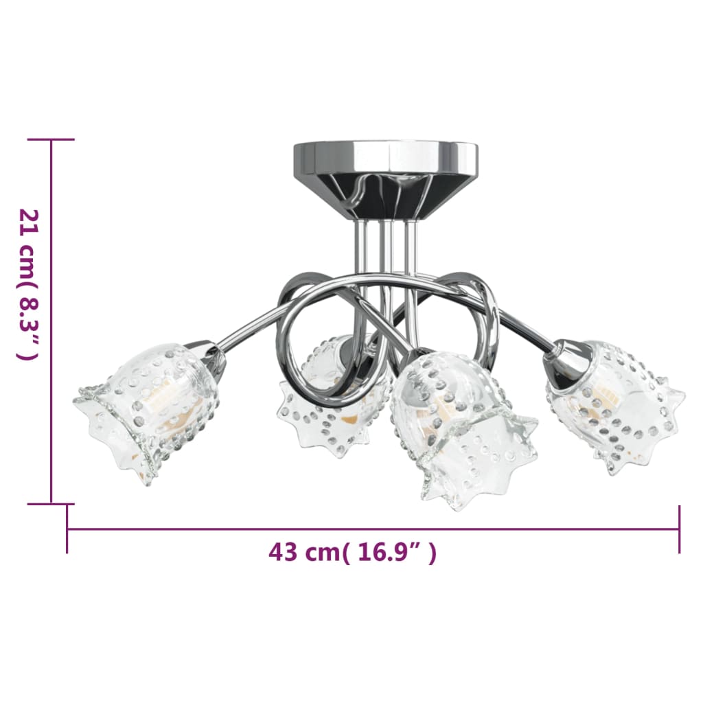 vidaXL Lampa sufitowa, szklane klosze kwiaty, 4 żarówki LED, G9