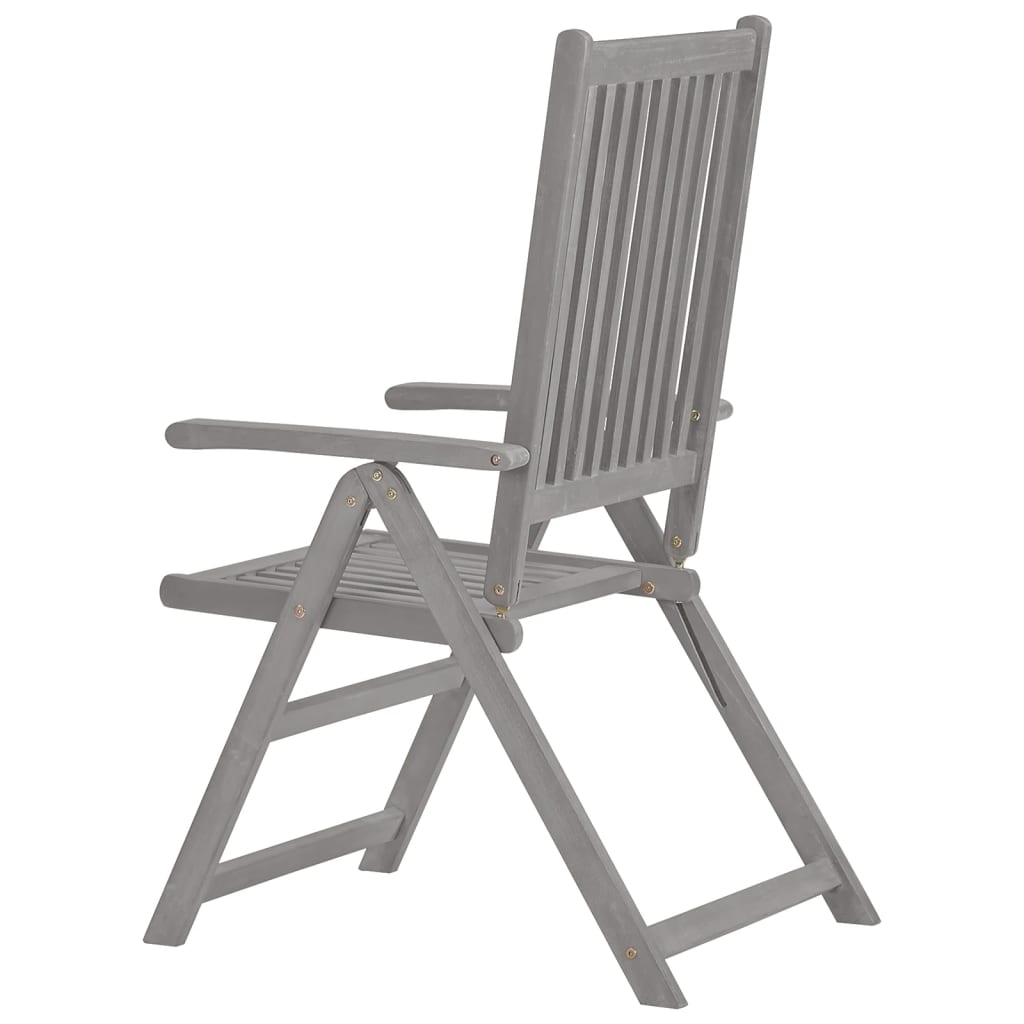 vidaXL Rozkładane krzesła ogrodowe, 6 szt., szare, drewno akacjowe