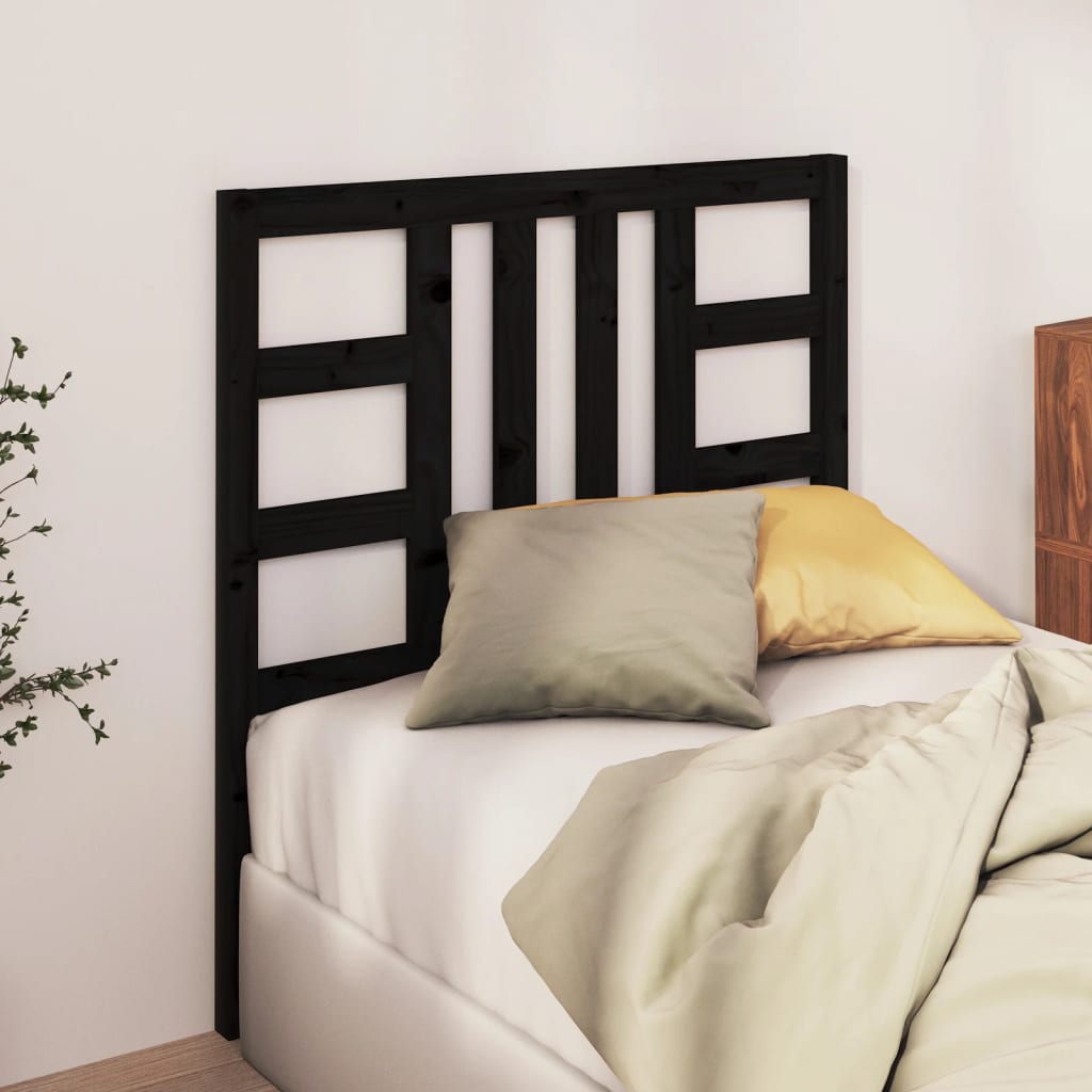 vidaXL Wezgłowie łóżka, czarne, 96x4x100 cm, lite drewno sosnowe