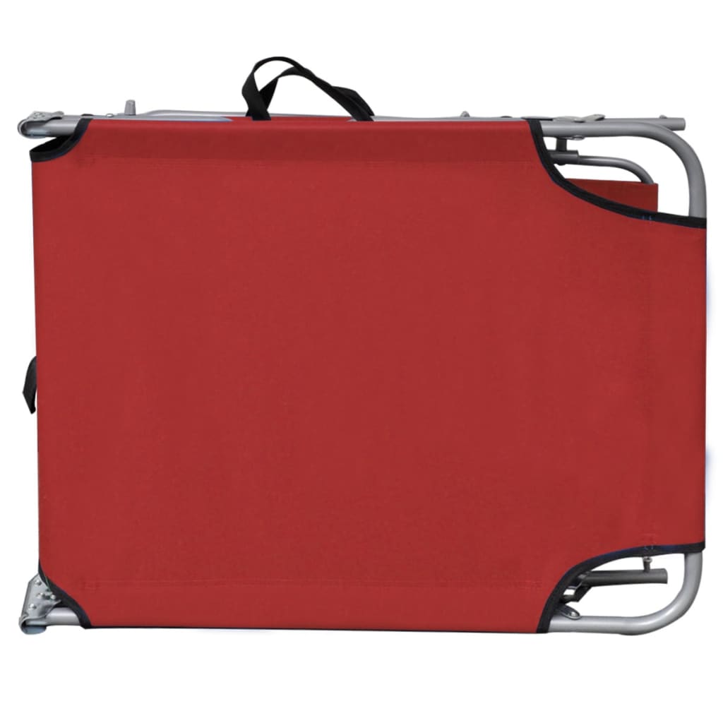 vidaXL Składany leżak z zadaszeniem, stal i tkanina, czerwony
