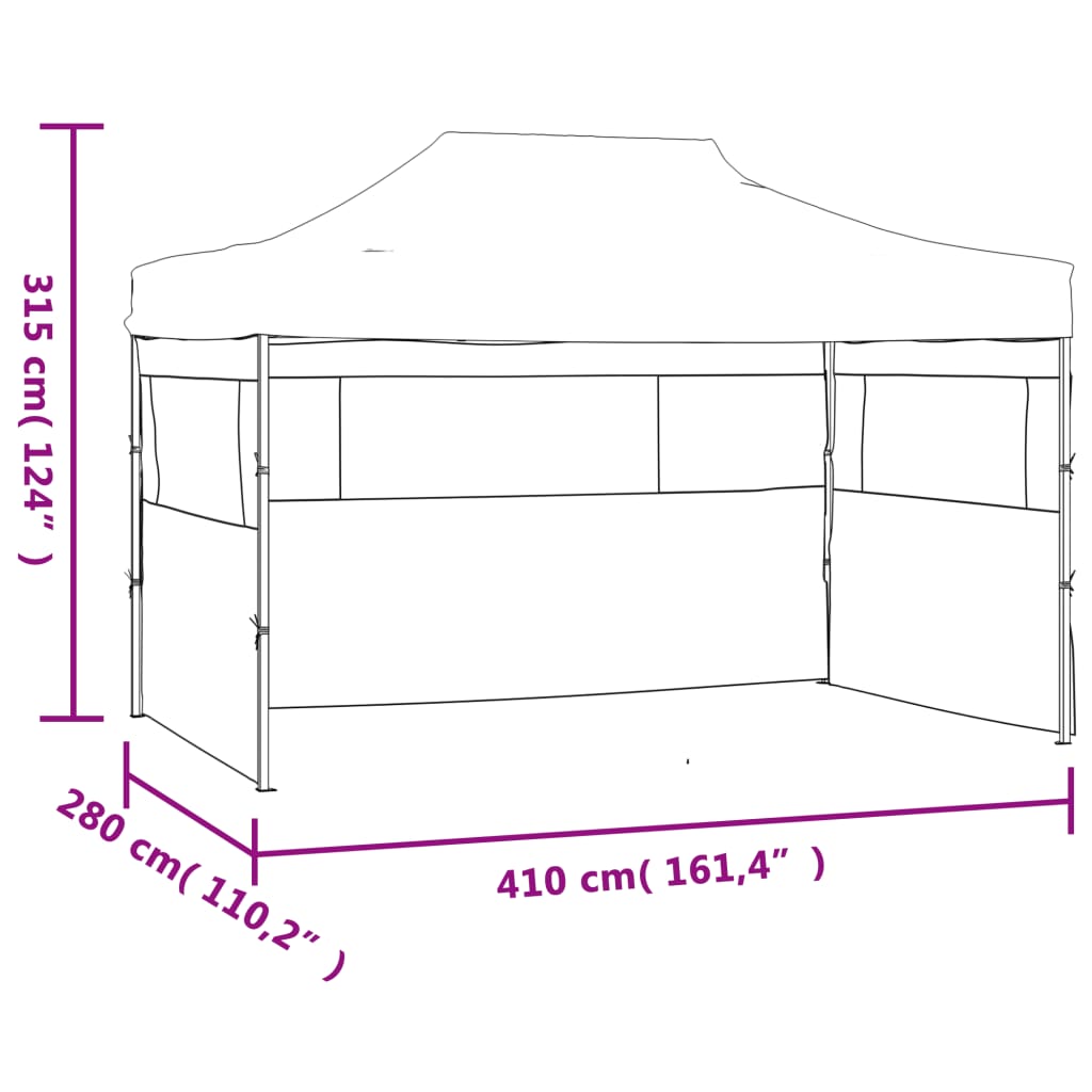 vidaXL Profesjonalny, składany namiot imprezowy, 3 ściany, 3x4 m, stal