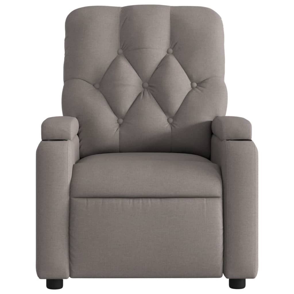 vidaXL Rozkładany fotel masujący, taupe, obity tkaniną