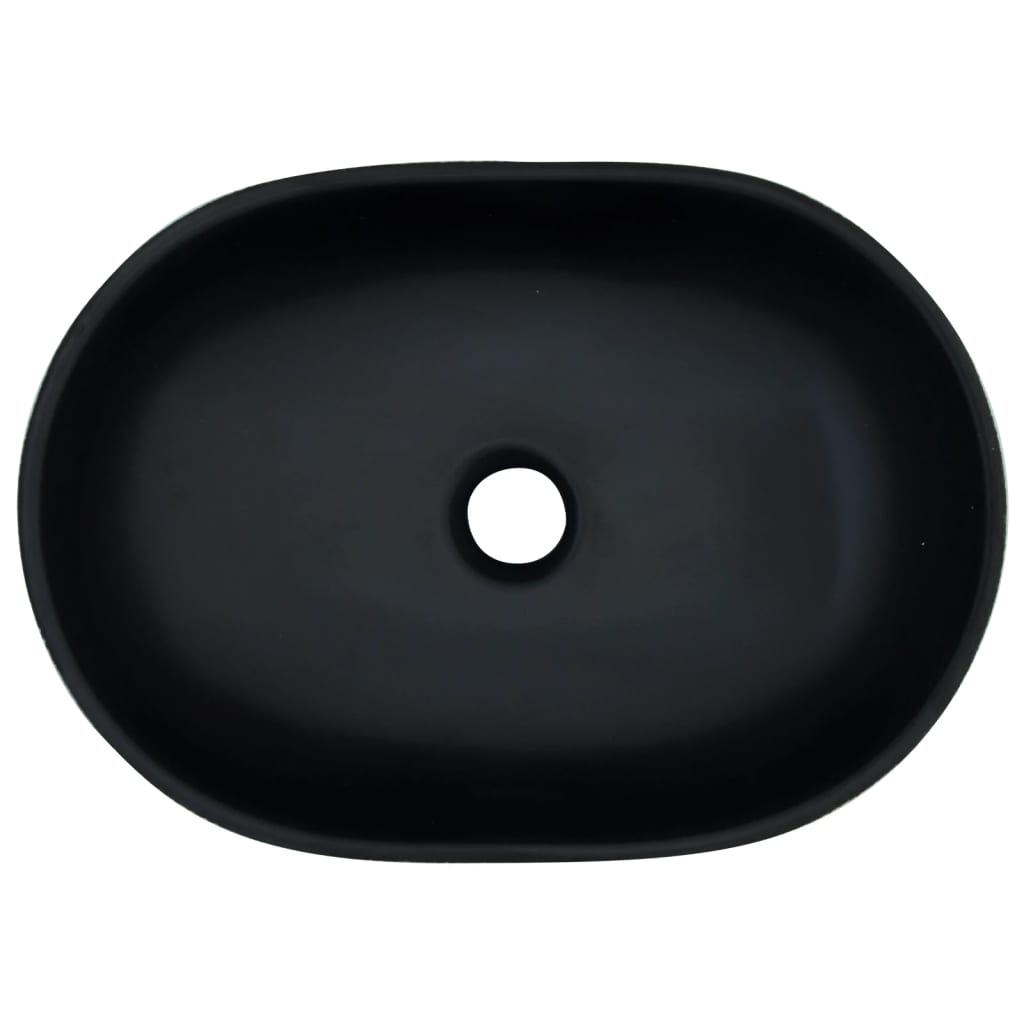 vidaXL Umywalka nablatowa, czarno-szara, owalna, 47x33x13 cm