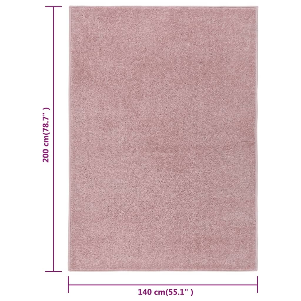 vidaXL Dywan z krótkim runem, 140 x 200 cm, różowy