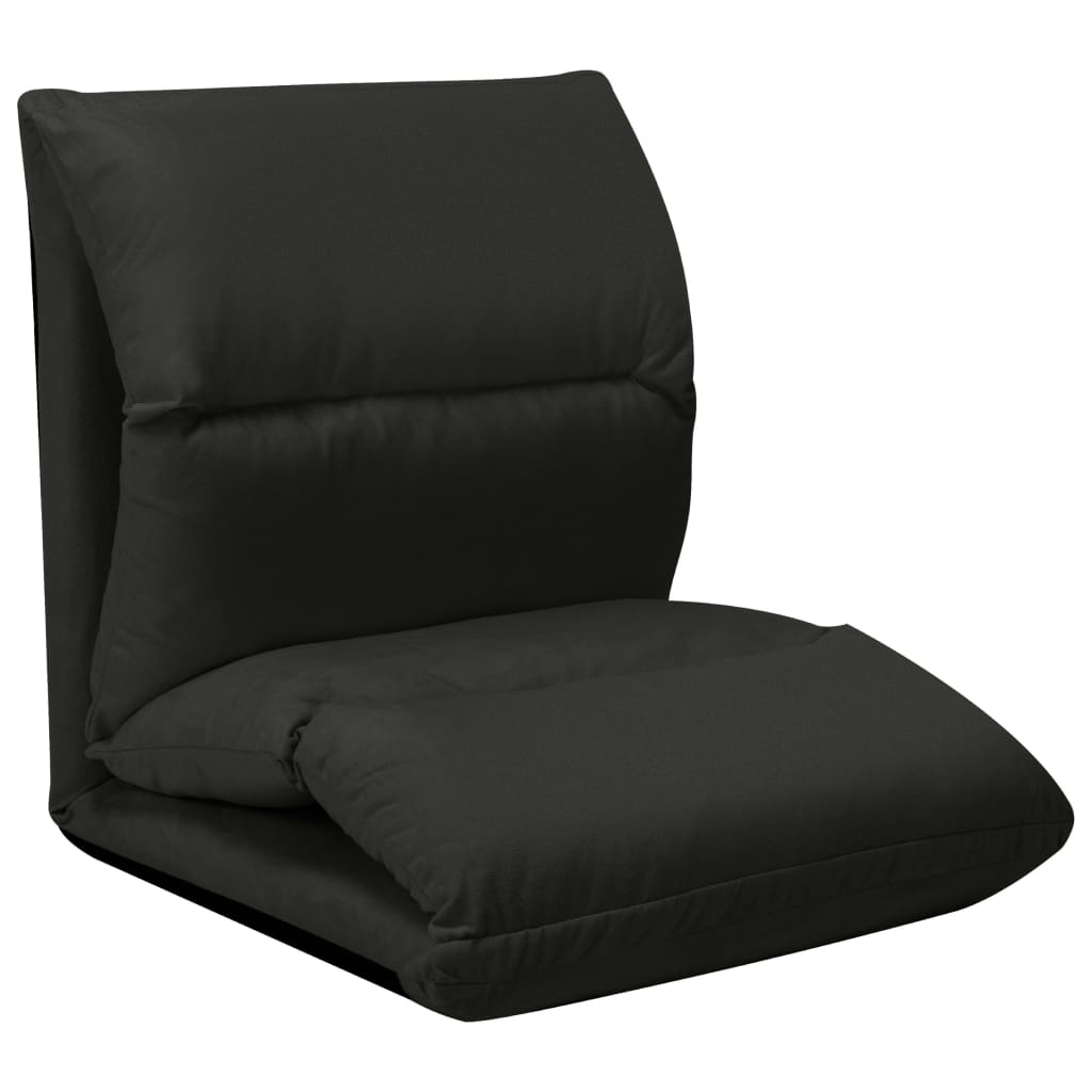 vidaXL Składane krzesło podłogowe, czarne, mikrofibra