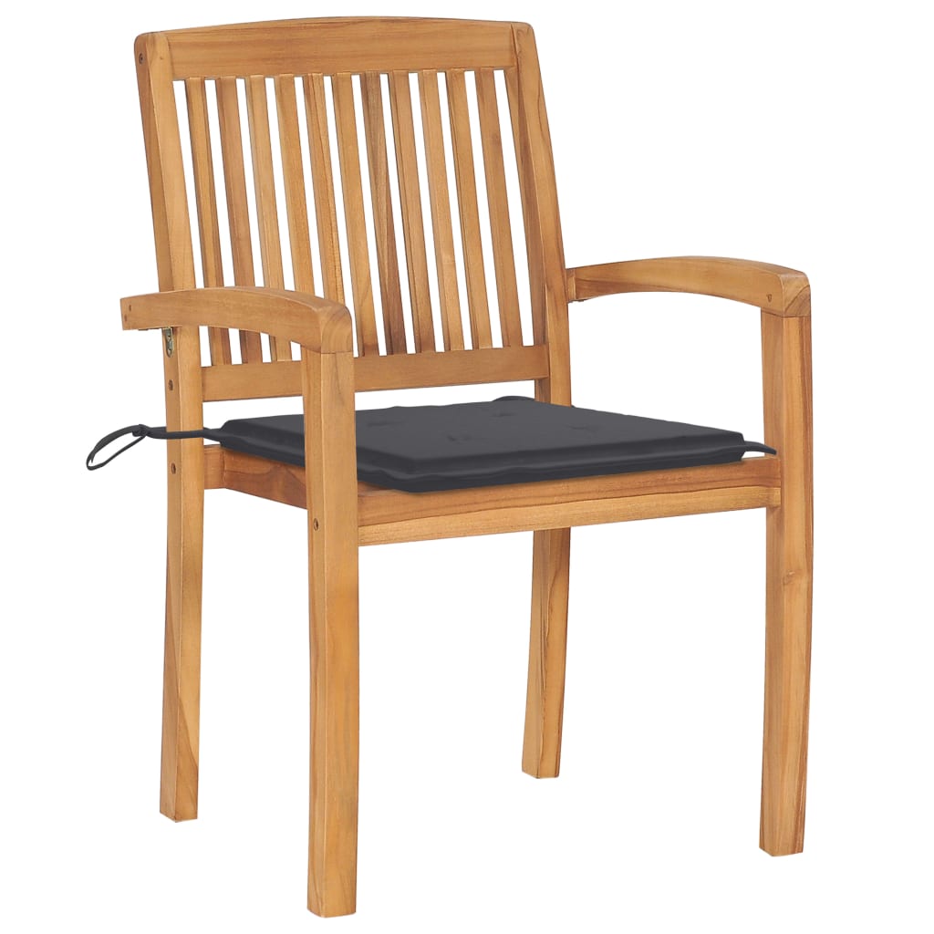 vidaXL Sztaplowana krzesła ogrodowe z poduszkami, 8 szt., tekowe