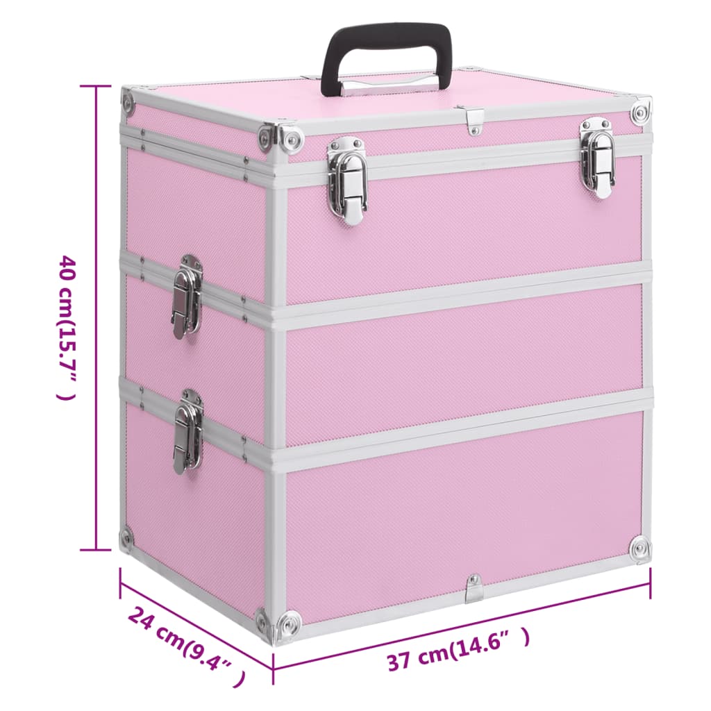 vidaXL Kuferek na kosmetyki, 37 x 24 x 40 cm, różowy, aluminiowy