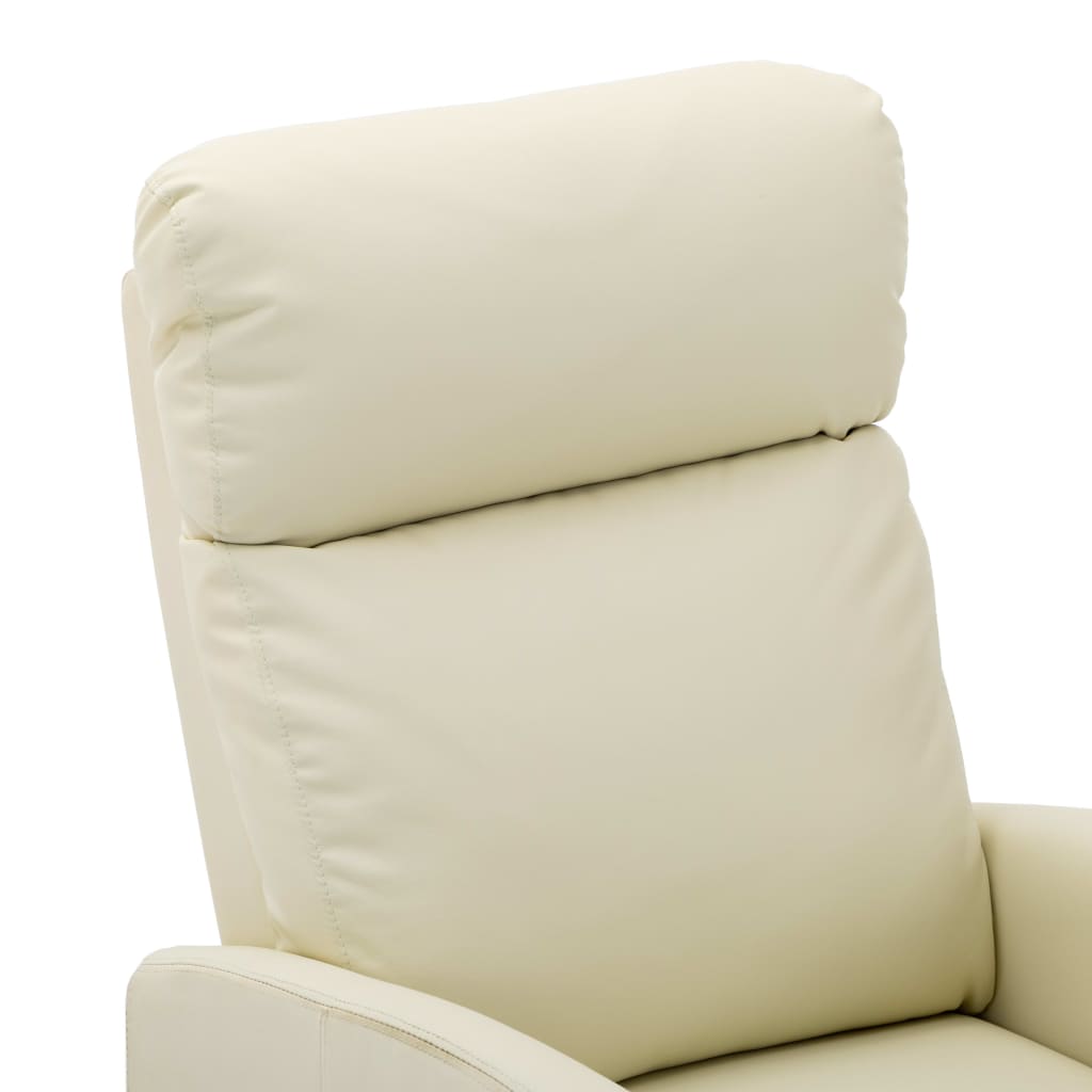 vidaXL Fotel masujący, kremowy, obity sztuczną skórą
