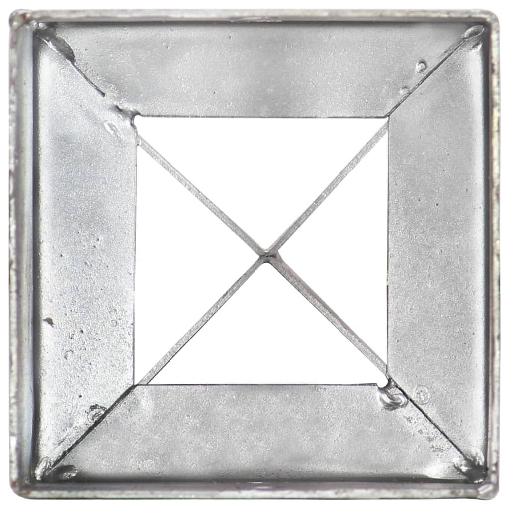 vidaXL Kołki gruntowe, 2 szt., srebrne, 10x10x76 cm, stal