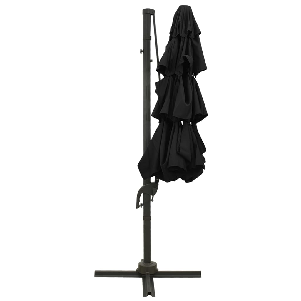 vidaXL 4-poziomowy parasol na aluminiowym słupku, czarny, 3x3 m