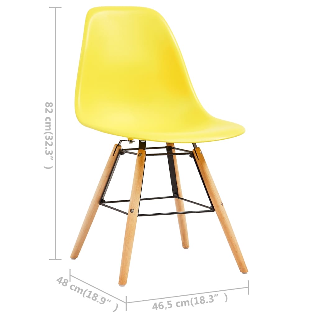 vidaXL Krzesła stołowe, 2 szt., żółte, plastik