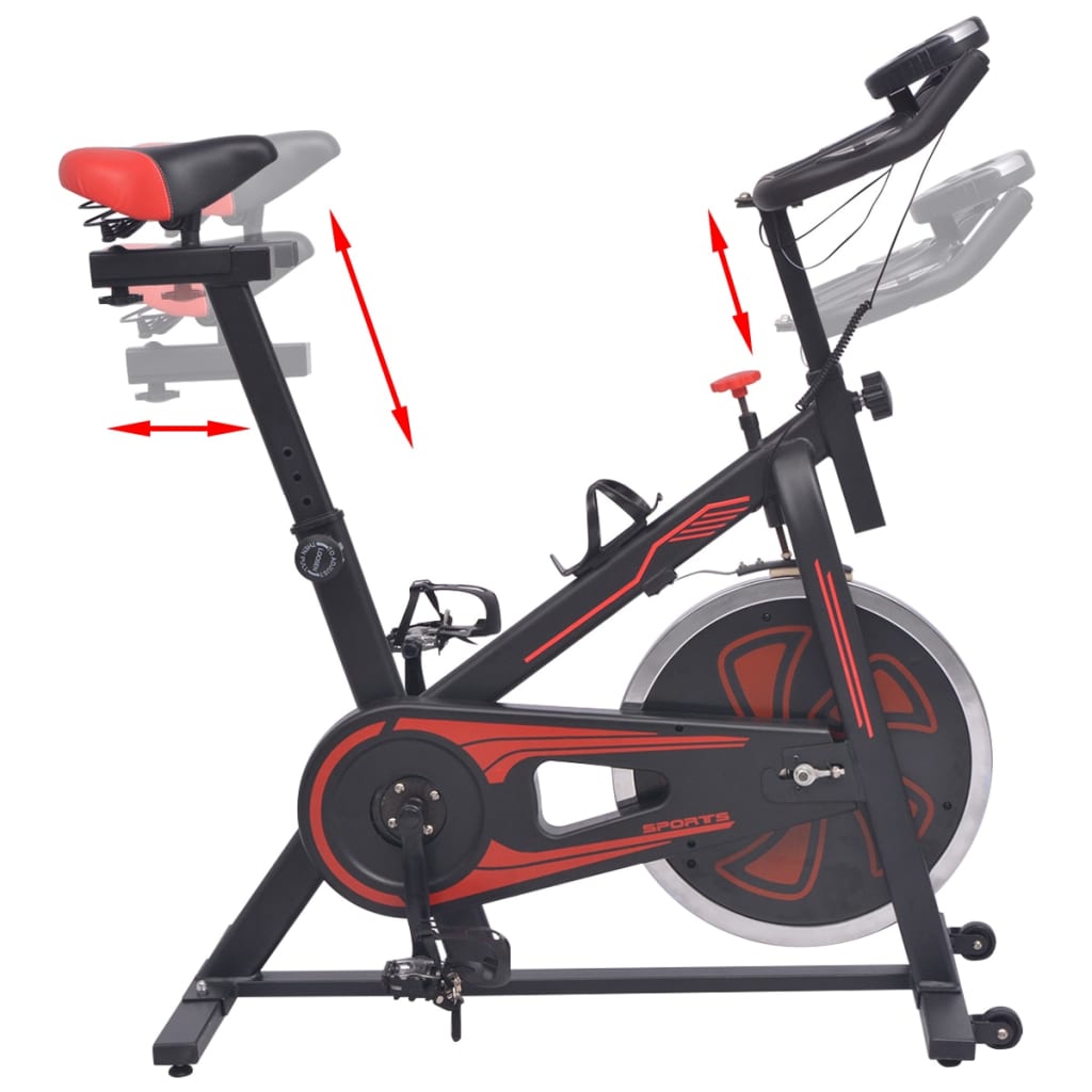 vidaXL Stacjonarny rower treningowy z pomiarem pulsu, czarno-czerwony