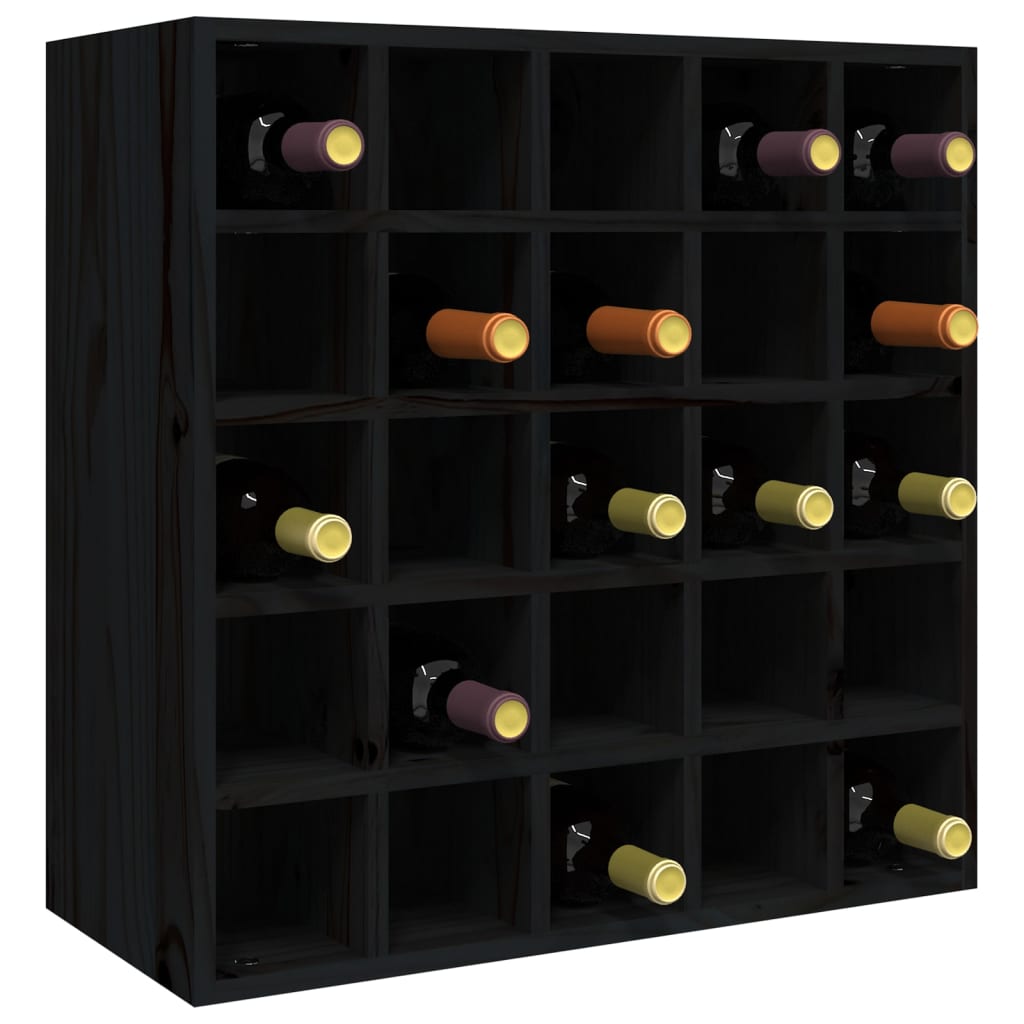 vidaXL Szafka na wino, czarny, 56x25x56 cm, lite drewno sosnowe