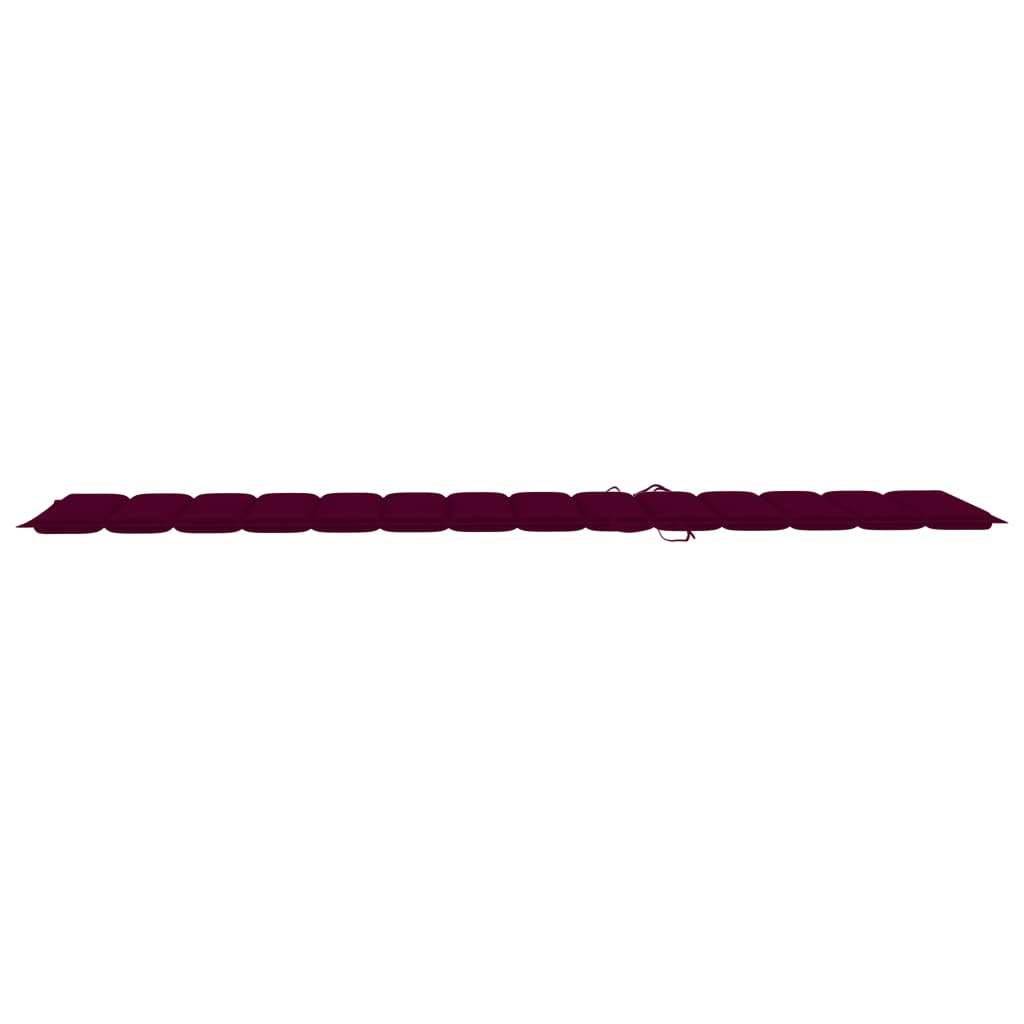 vidaXL Leżak z poduszką w kolorze winnej czerwieni, lite drewno tekowe