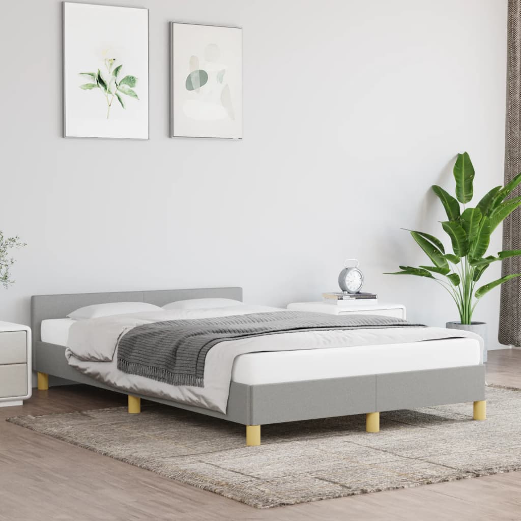 vidaXL Rama łóżka z zagłówkiem, jasnoszara, 120x200 cm, tkanina