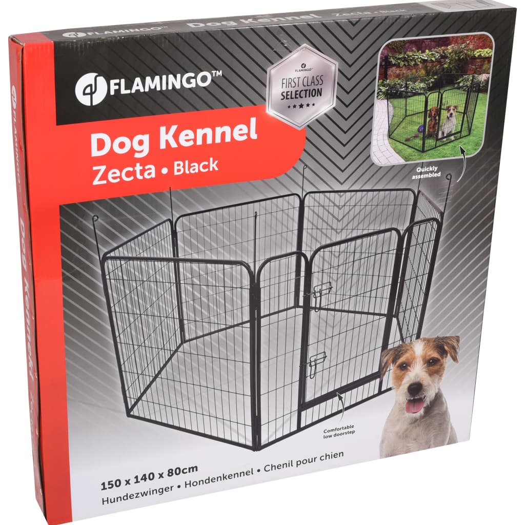 FLAMINGO Kojec dla psa Zecta, 162x140x80 cm, czarny