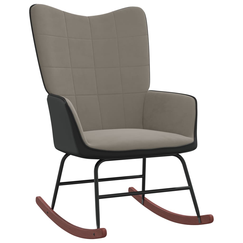 vidaXL Fotel bujany z podnóżkiem, jasnoszary, aksamit i PVC