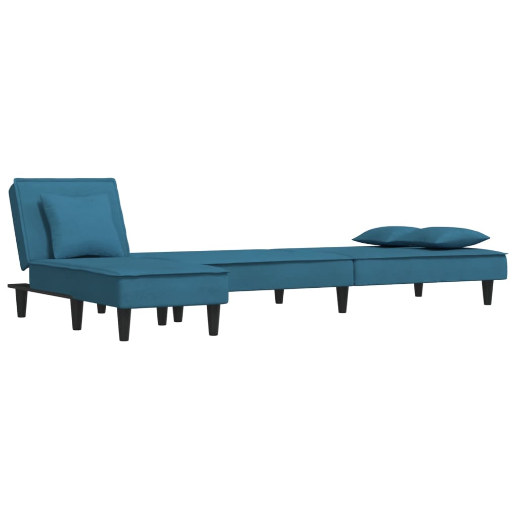 vidaXL Sofa rozkładana w kształcie L, niebieska, 255x140x70 , aksamit