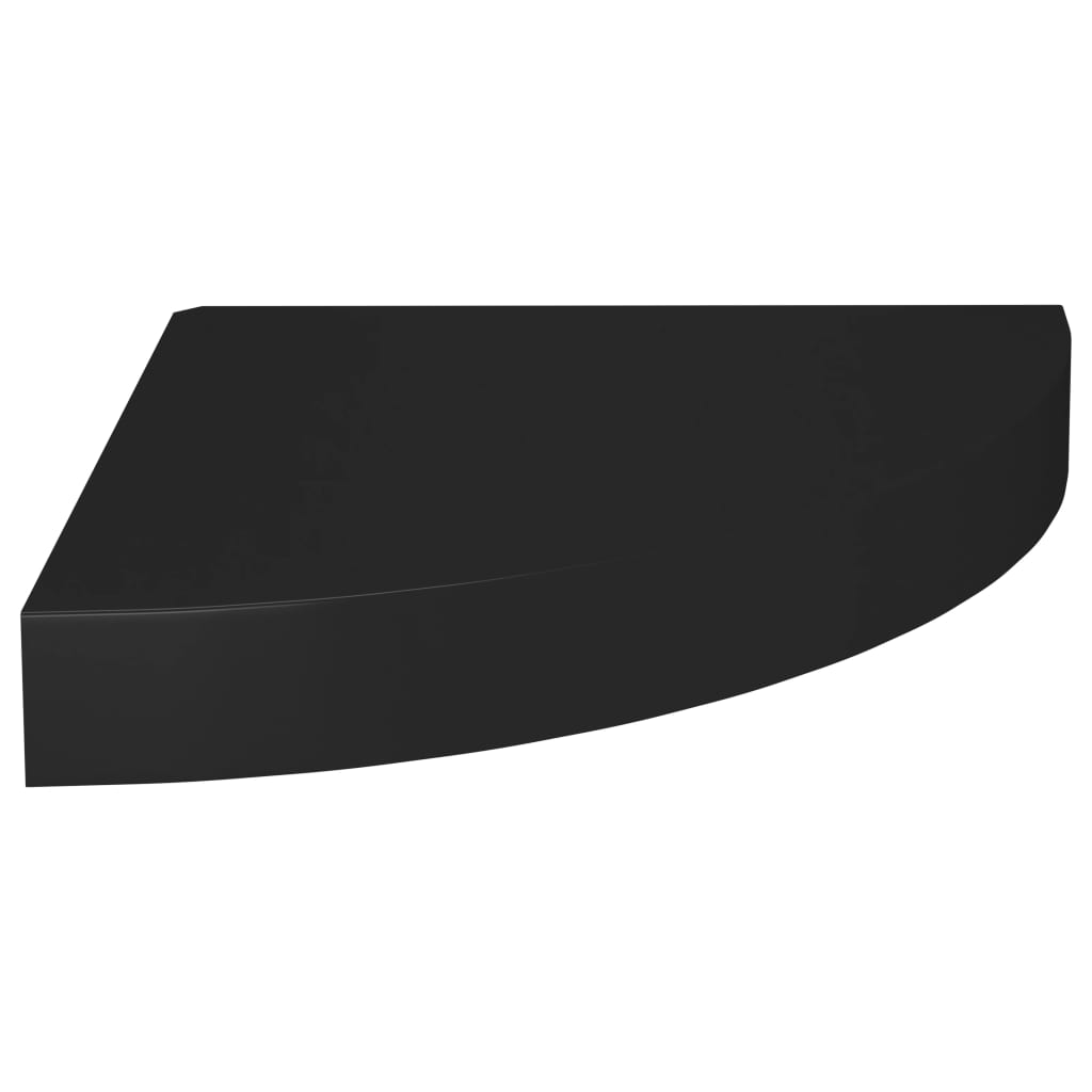 vidaXL Narożna półka ścienna, czarna, 25x25x3,8 cm, MDF