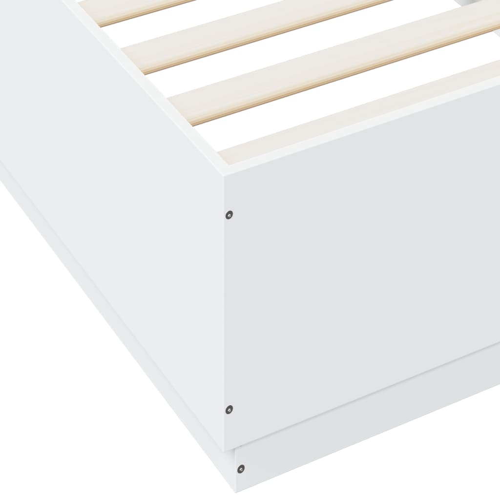 vidaXL Rama łóżka z LED, biała, 90x200 cm, materiał drewnopochodny