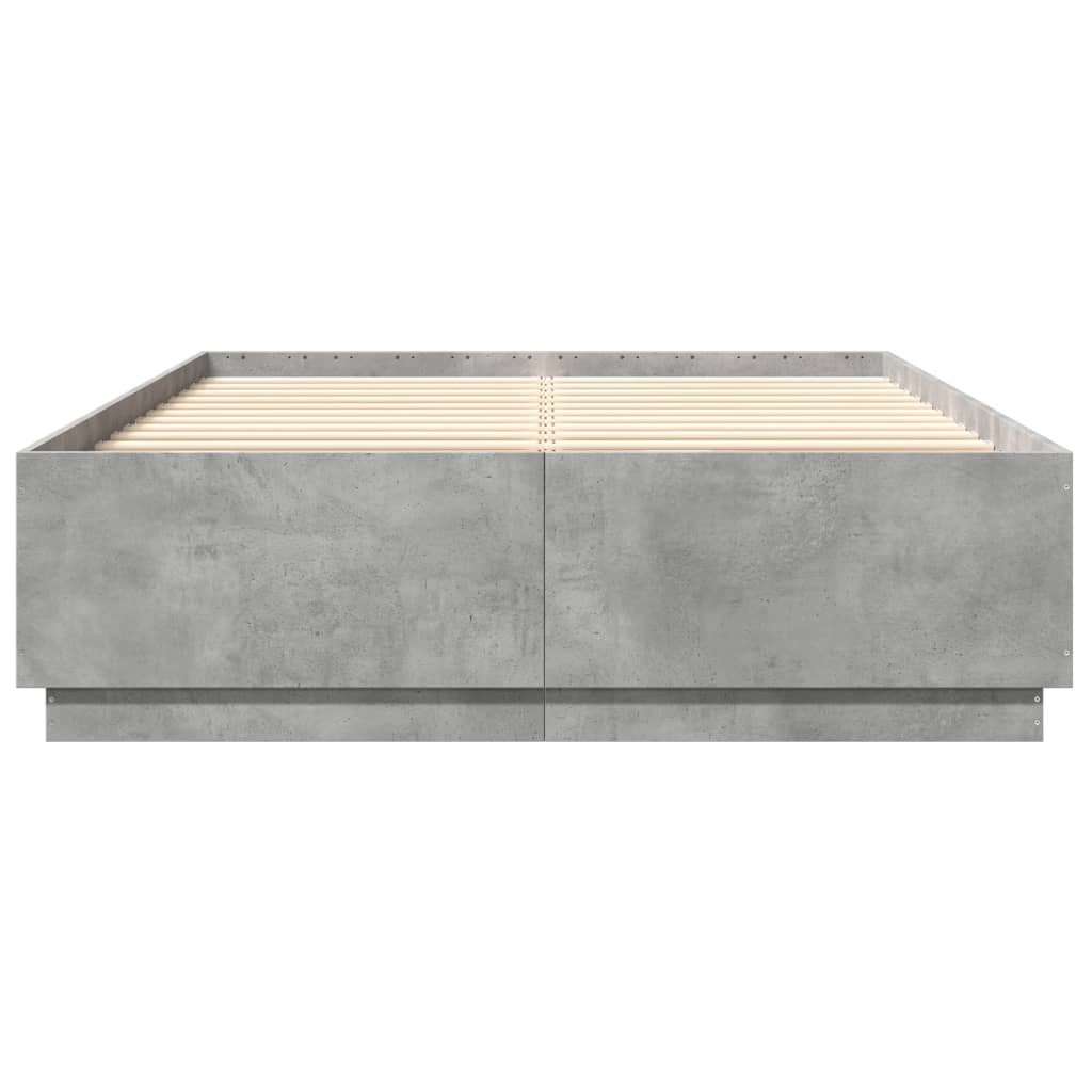 vidaXL Rama łóżka, szarość betonu, 140x200 cm, materiał drewnopochodny