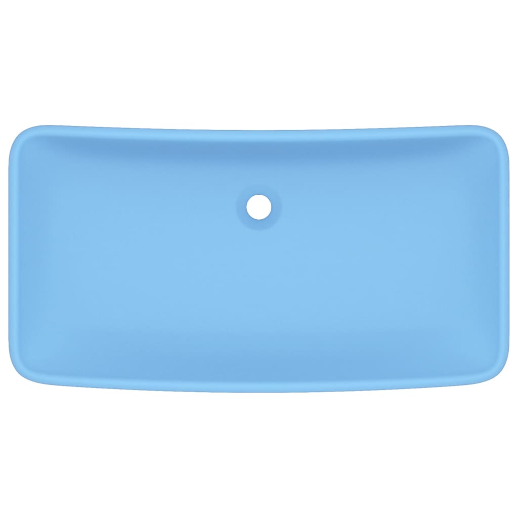 vidaXL Umywalka prostokątna, matowy błękit, 71x38 cm, ceramika