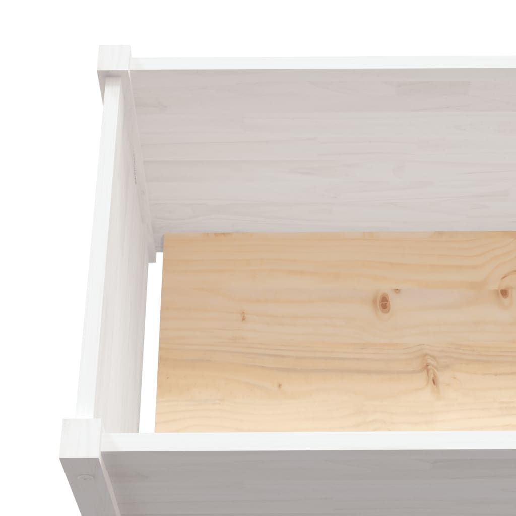vidaXL Donice ogrodowe, 2 szt., biała, 200x31x31 cm, drewno sosnowe