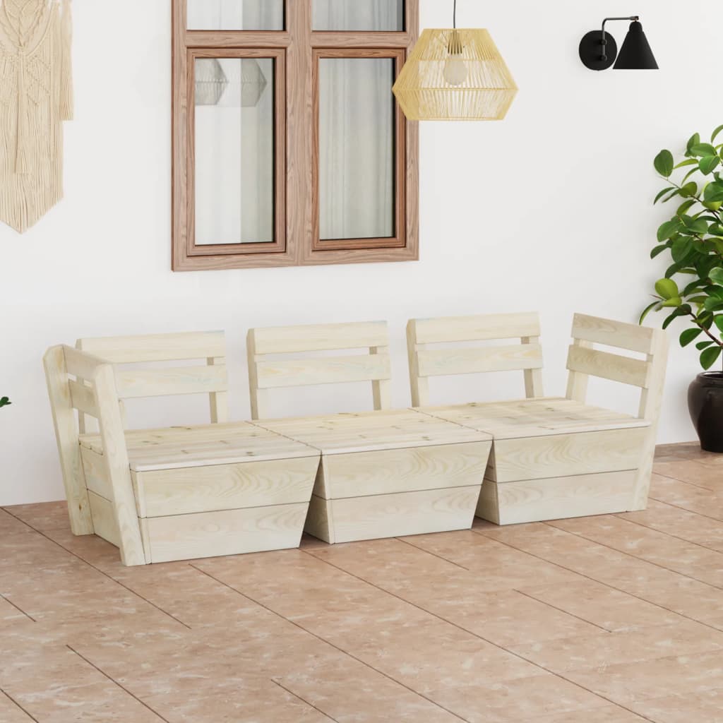 vidaXL Ogrodowa sofa 3-osobowa z palet, impregnowane drewno świerkowe