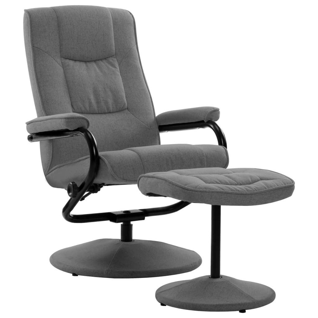 vidaXL Rozkładany fotel z podnóżkiem, jasnoszary, tkanina