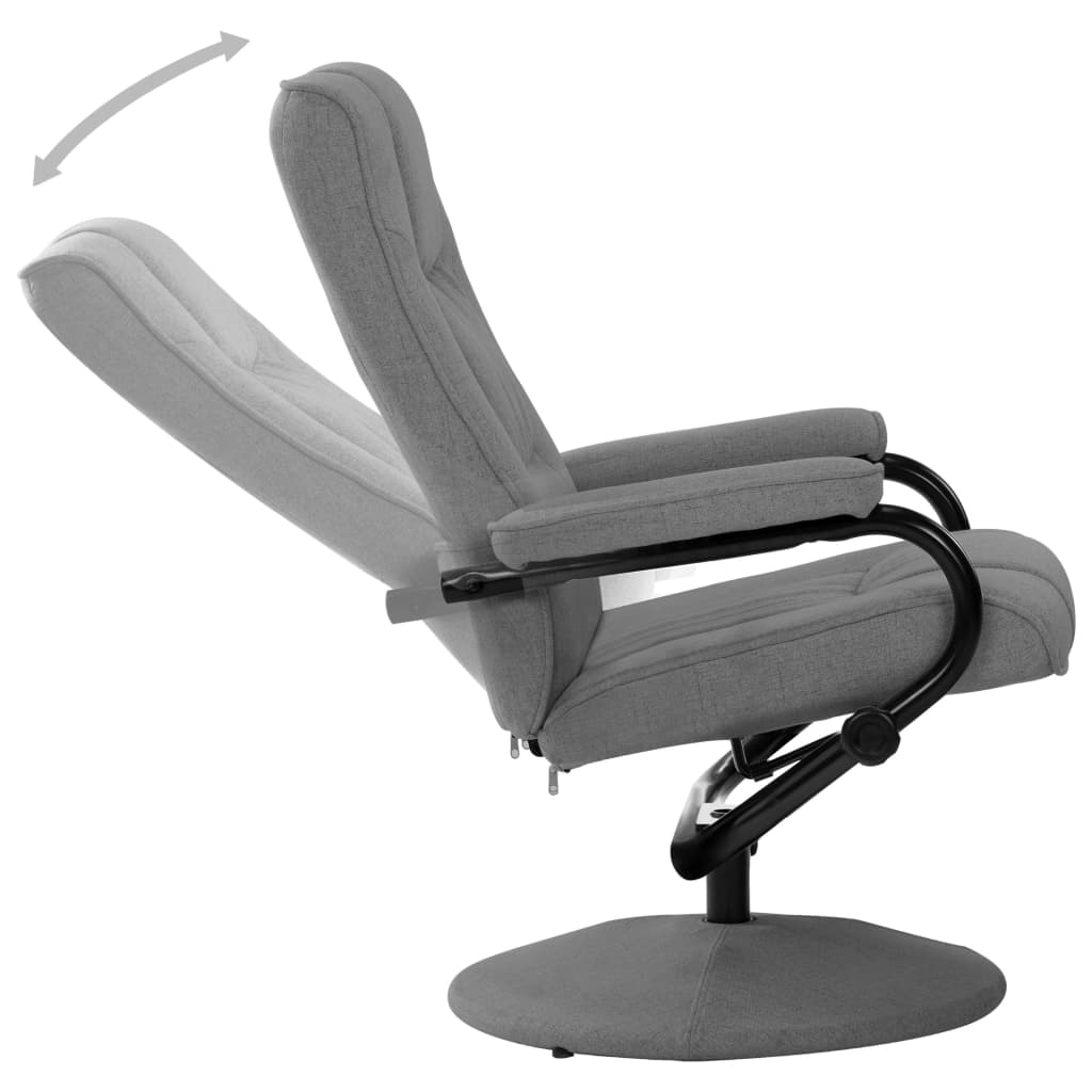 vidaXL Rozkładany fotel z podnóżkiem, jasnoszary, tkanina