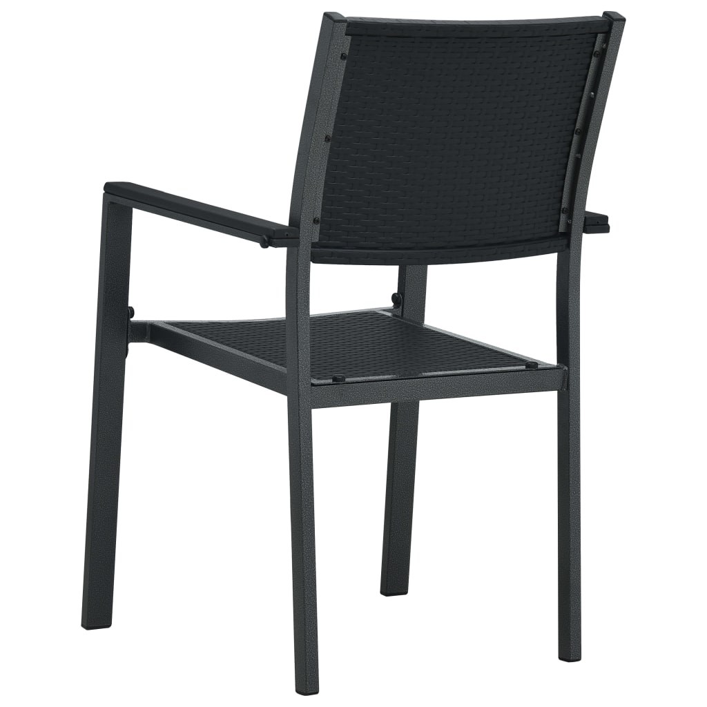 vidaXL Krzesła ogrodowe, 4 szt., czarne, plastik stylizowany na rattan