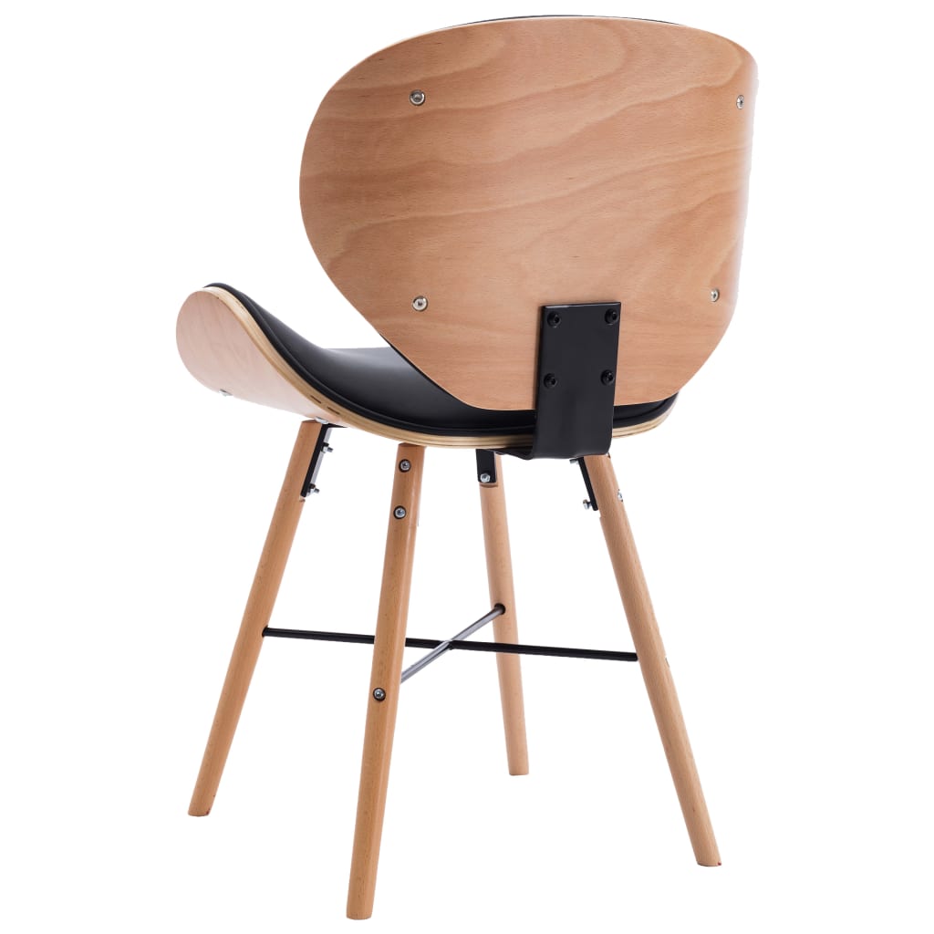 vidaXL Krzesła jadalniane, 2 szt., czarne, ekoskóra i gięte drewno
