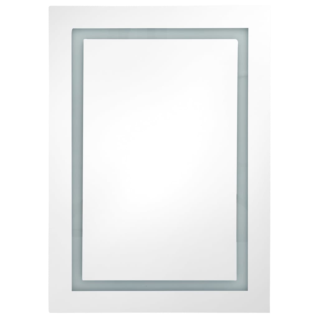 vidaXL Szafka łazienkowa z lustrem i LED, lśniąca biel, 50x13x70 cm