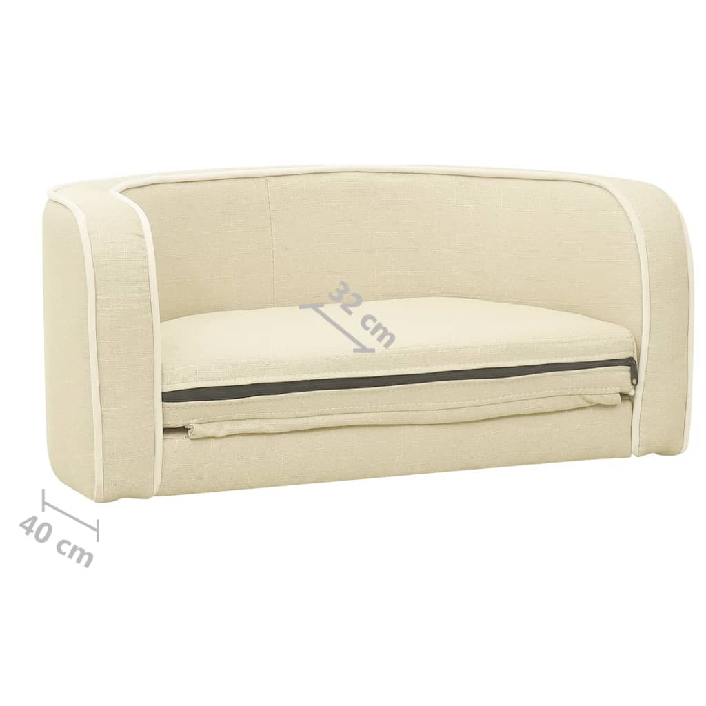 vidaXL Rozkładana sofa dla psa, kremowa, 76x71x30 cm, lniana