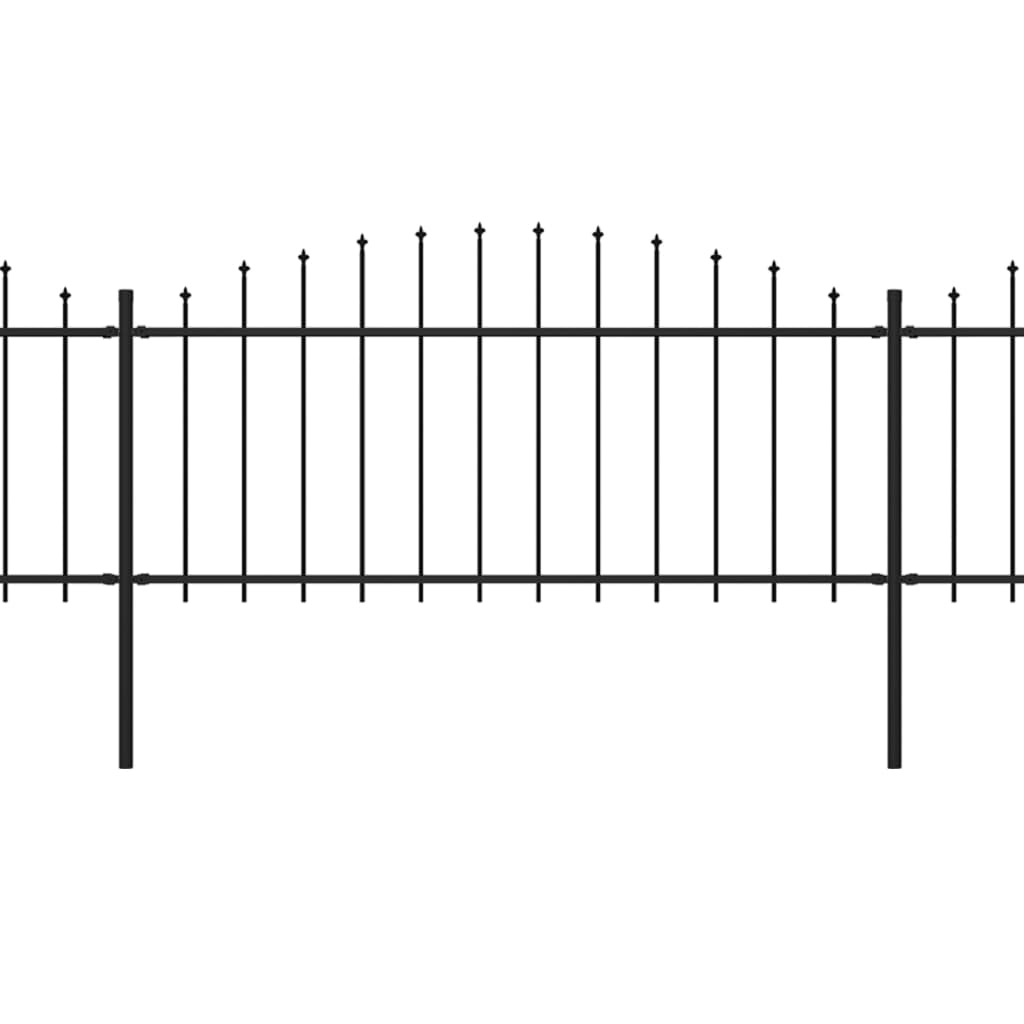 vidaXL Panele ogrodzeniowe z grotami, stal, (0,5-0,75)x13,6 m, czarne