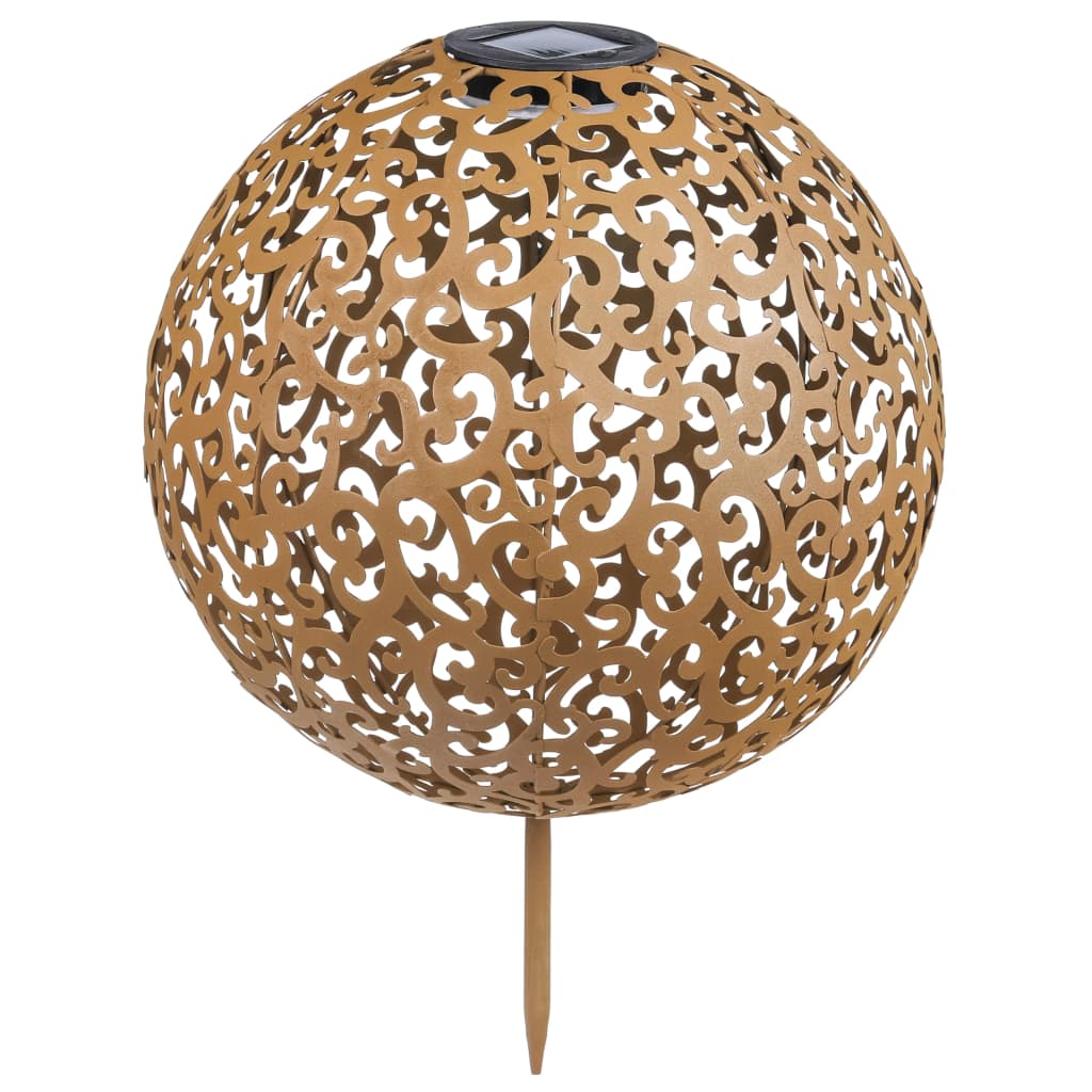 HI Solarna lampa ogrodowa LED w kształcie kuli, 28,5cm, metal, brązowa