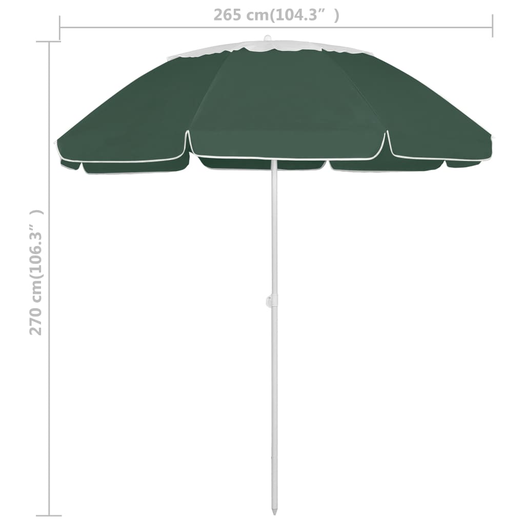 vidaXL Parasol plażowy, zielony, 300 cm
