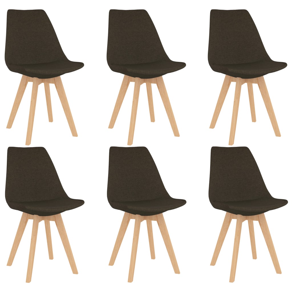 vidaXL Krzesła stołowe, 6 szt., ciemnobrązowe, obite tkaniną