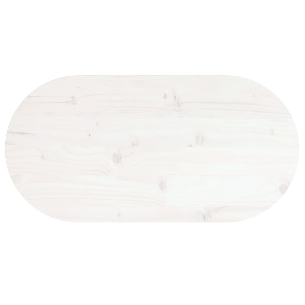 vidaXL Blat stołu, biały, 80x40x2,5 cm, lite drewno sosnowe, owalny
