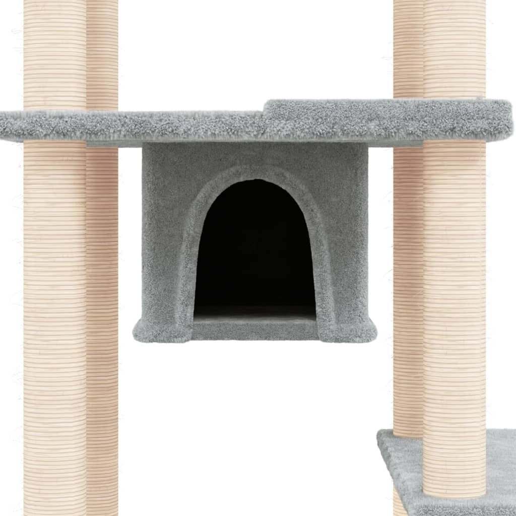 vidaXL Drapak dla kota z sizalowymi słupkami, jasnoszary, 176 cm