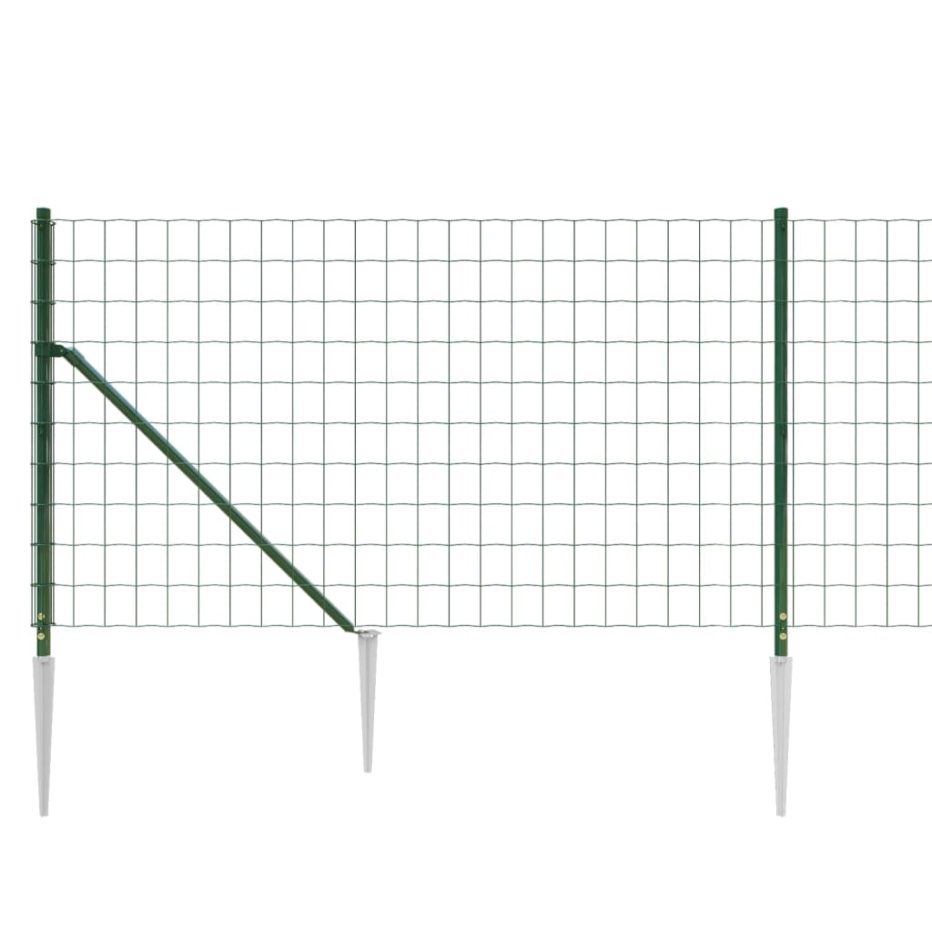 vidaXL Ogrodzenie z siatki, z kotwami, zielone, 1,1x25 m