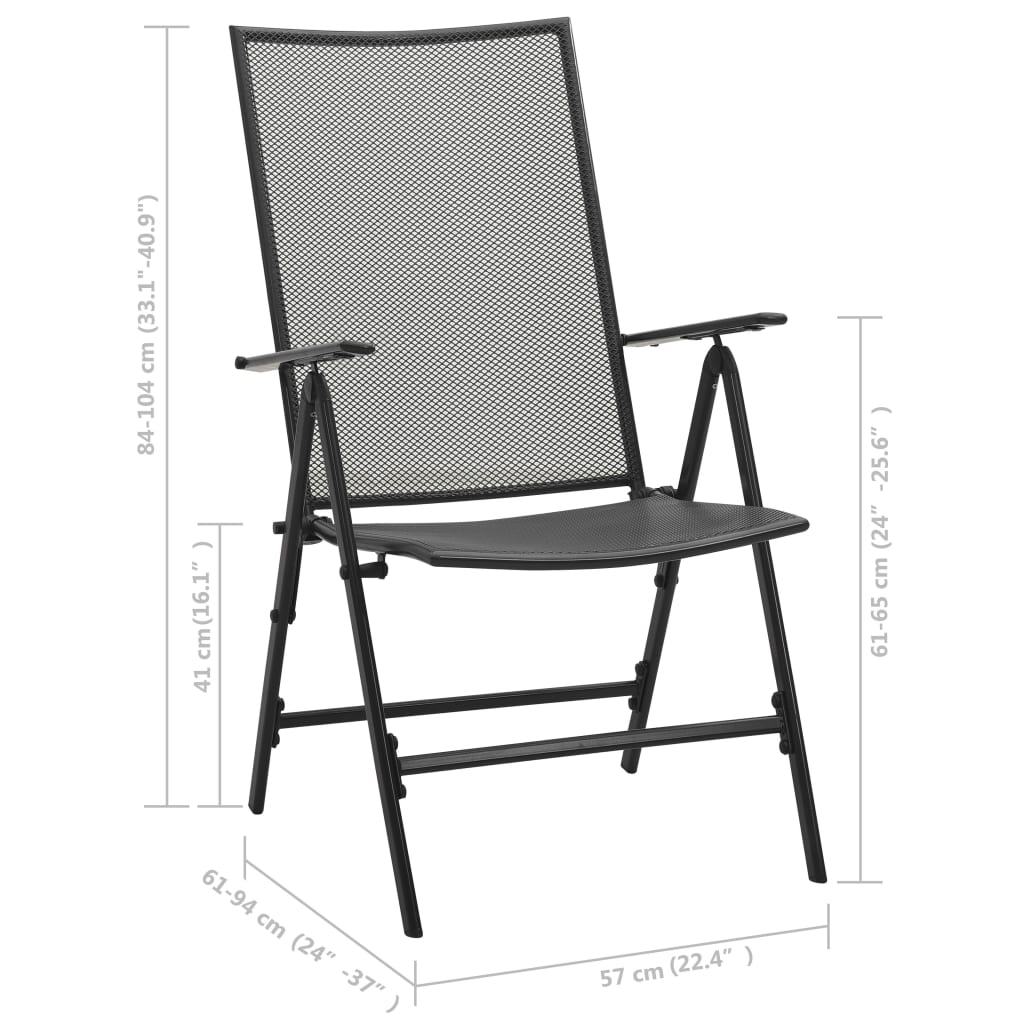 vidaXL Składane krzesła z siatką, 4 szt., stalowe, antracytowe