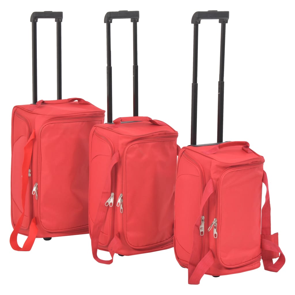 vidaXL Zestaw 3 toreb podróżnych na kółkach, czerwony