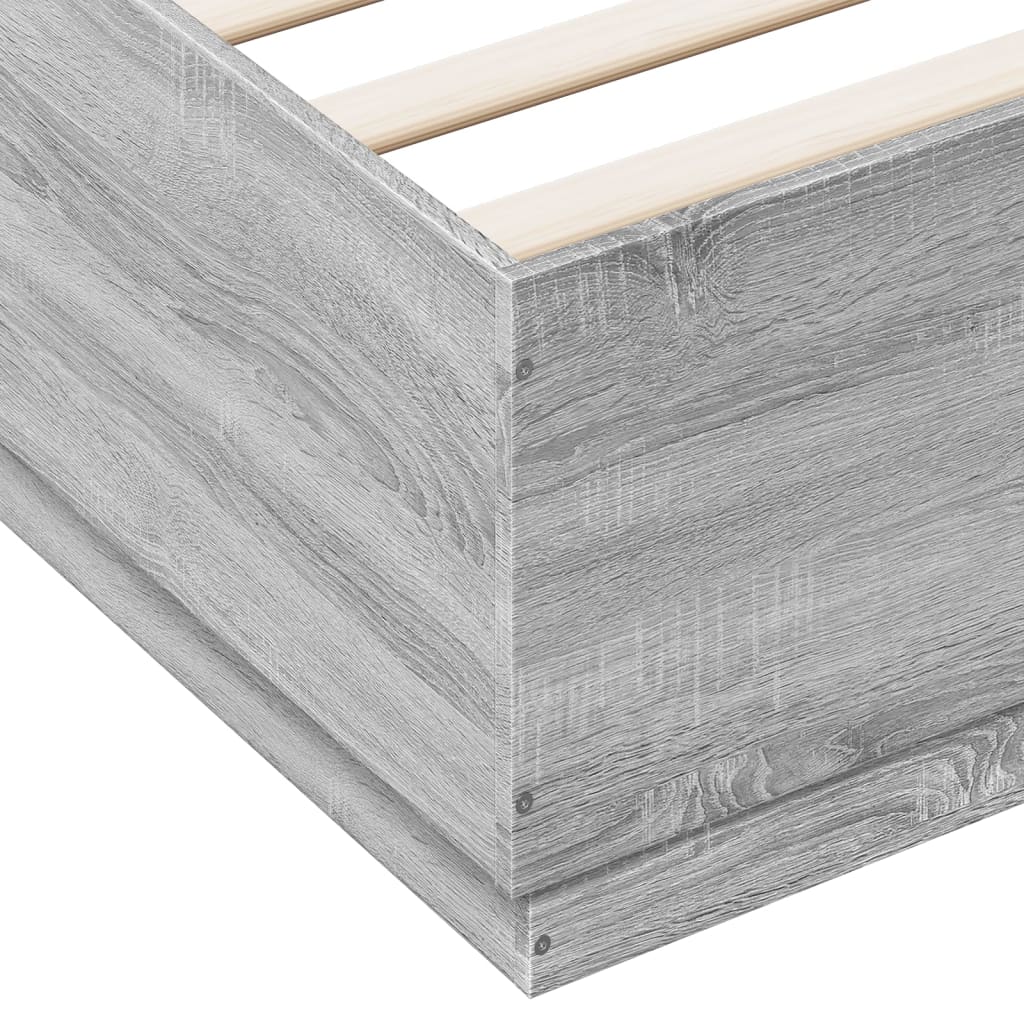 vidaXL Rama łóżka, szary dąb sonoma, 150x200cm materiał drewnopochodny