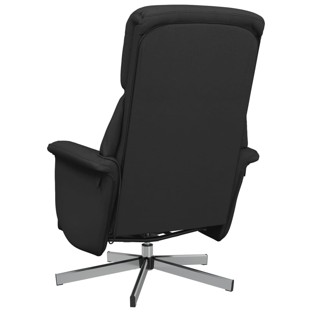 vidaXL Rozkładany fotel masujący z podnóżkiem, czarny, tkanina